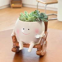 Cute Chair/Swing Smiling Face Little Devil Flower Pot Creative Swing Succulent Plant Flower Pot Garden Home Decoration 3