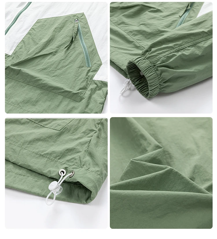 Summer Couple Sunscreen clothing 2024 New Loose Color Block Outdoor Leisure Sports Hooded Windbreaker Trend Men Sunscreen Jacket