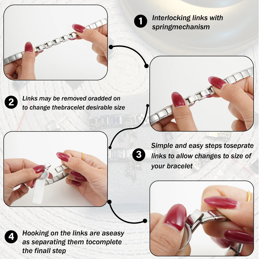 Custom Letter Initial  Silver Italy Charms Bracelet for Women Men Waterproof Stainless Steel Adjustable Graduation Gifts Jewelry