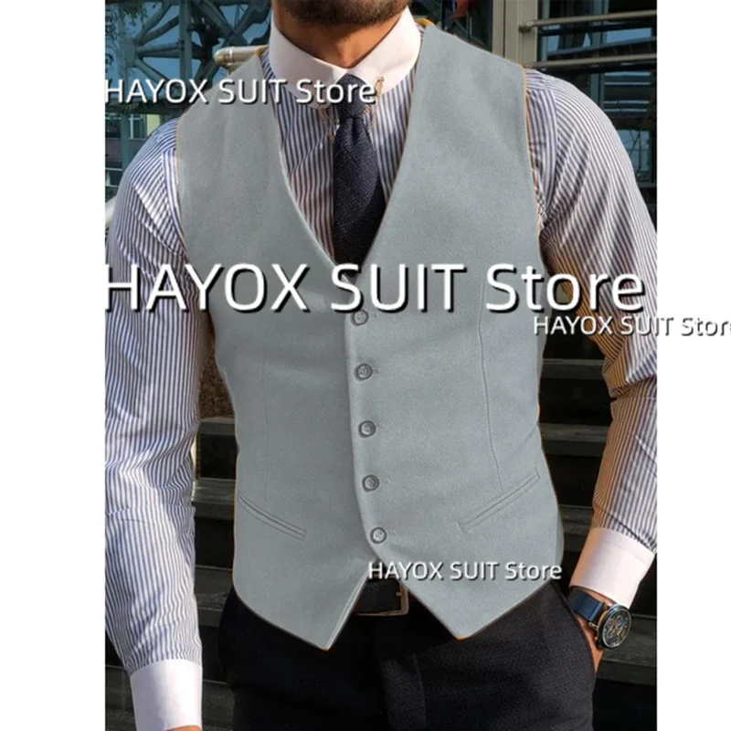 

Мужской классический костюм, жилет с V-образным вырезом, однобортная деловая облегающая куртка без рукавов для свадьбы, 2022