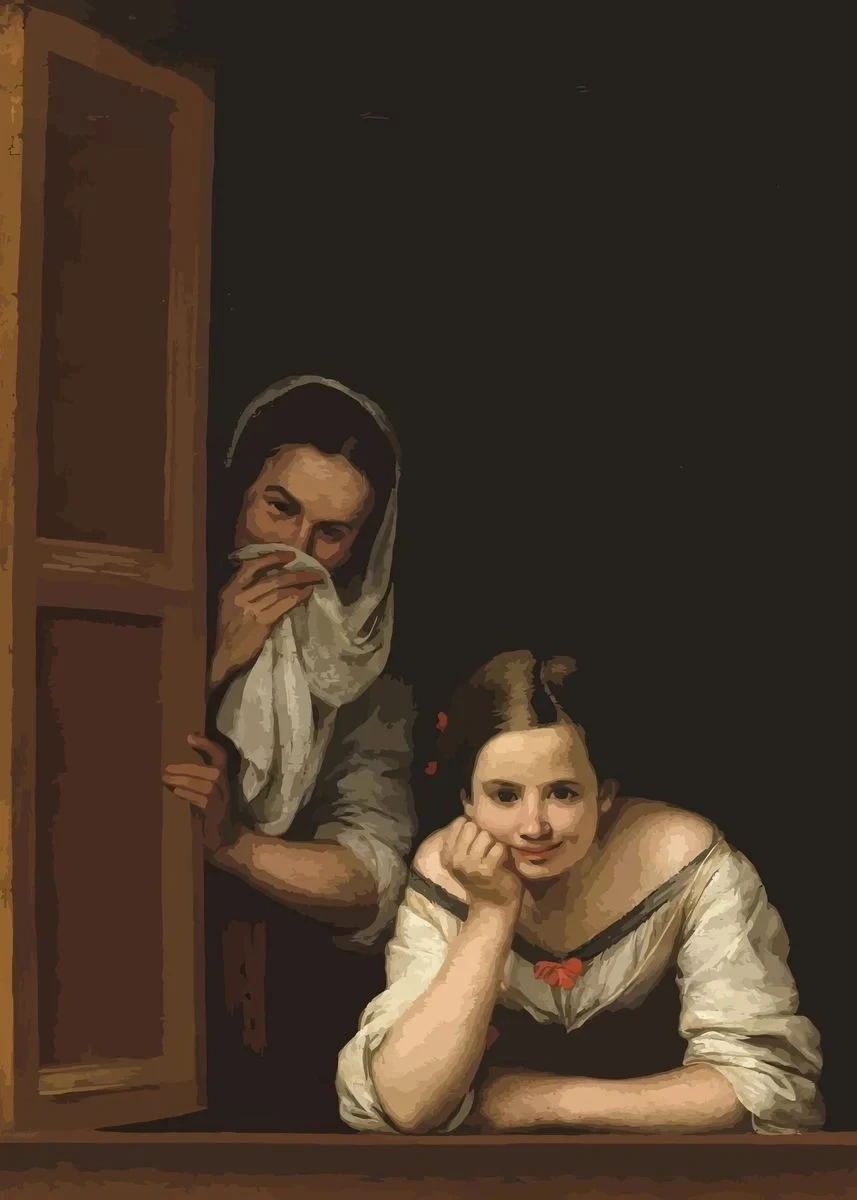 Humorous Mona Lisa with Pearls Bathroom Canvas Art Wall Decor
