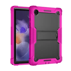Durable Protective Armor Stand Tablet Case with Kickstand for Tab A9 8.7 inch (Rose Red Black)