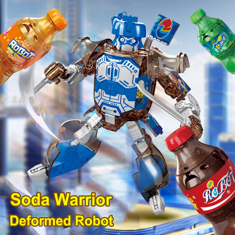 New Soda Deformation Robot Action Figure Mecha Creative Warrior Cola Orange Juice Boy Assembly Model Educational Children's Toy