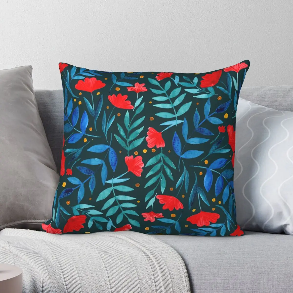 

Magical Garden Dark Night Square Pillowcase Polyester Linen Velvet Printed Zip Decor Car Cushion Cover