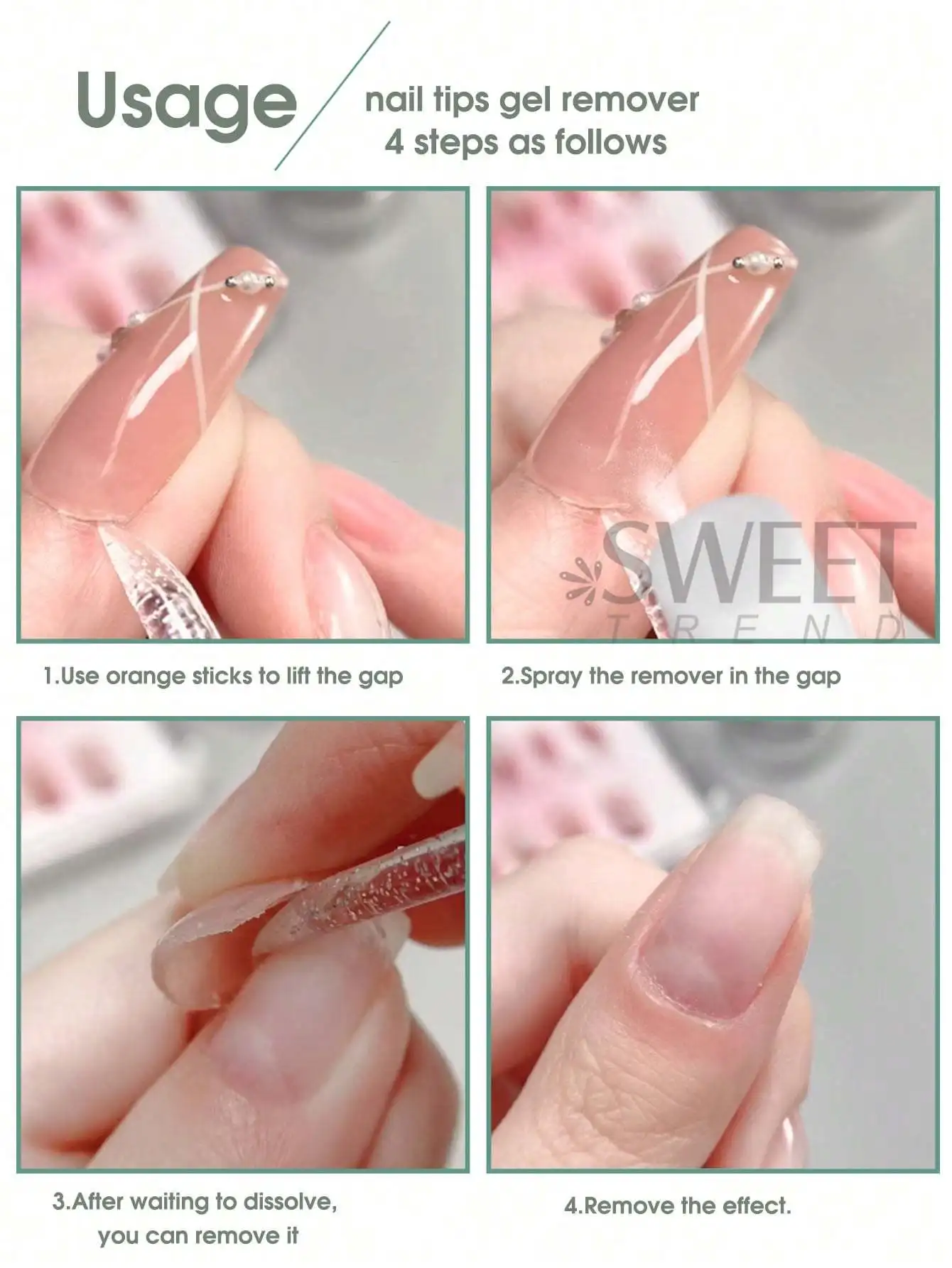 60ml Nail Tips Adhesives Gel Remover Liquids Easy To Soften Remover Press On Nails Gel Remover False Pro Nails Tip Remover Tools