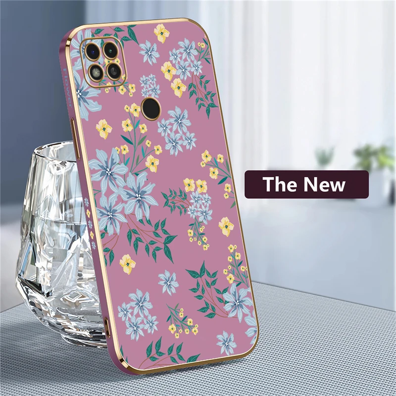 Elegant Shockproof Floral Silicone Phone Case Coque with Plating Design