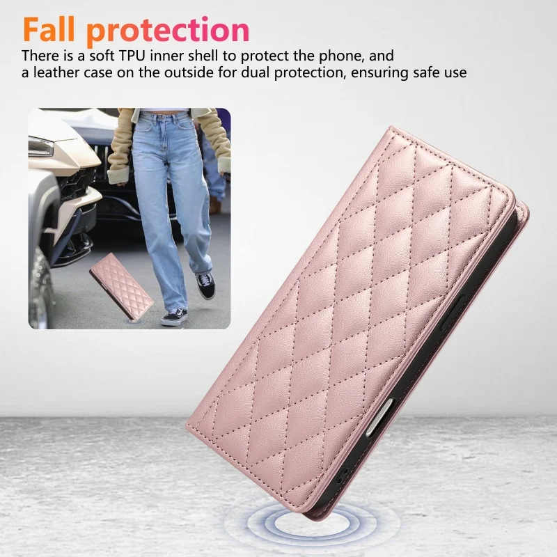 Elegant Magnetic Leather Wallet Phone Case - Premium Faux Leather Design with Card Slots and Secure Closure