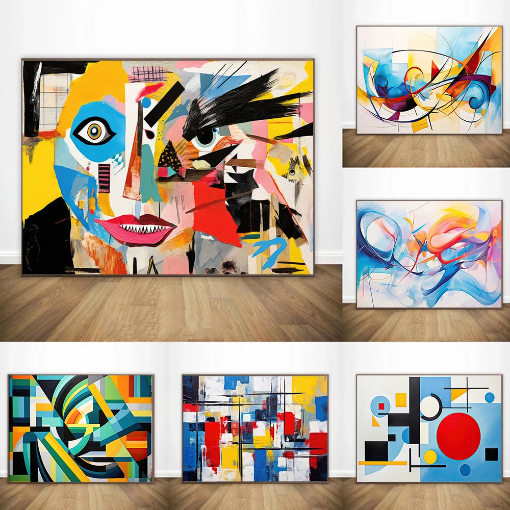 

Abstract Geometric Round Pattern Figures Design Color Graffiti Art Canvas Painting Posters Prints Living Room Home Decor Cuadros