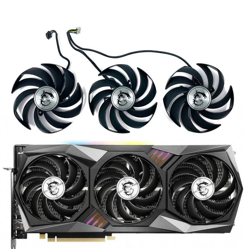 Ventola Di Raffreddamento Della Scheda Grafica Pld09210S12Hh Dc12V 0.40A 4Pin Per Msi Radeon Rx 6800 Rx 6800Xt Ventola Di Raffreddamento Trio Da Gioco