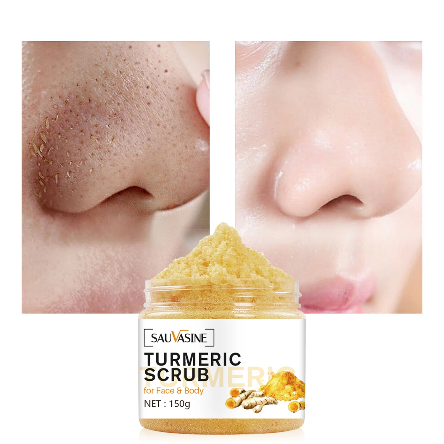 Turmeric Body Scrub for Women Men Lightening Exfoliate Remove Dead Skin Pore Cleansing Dark Inner Moisturising Smooth Skin Care