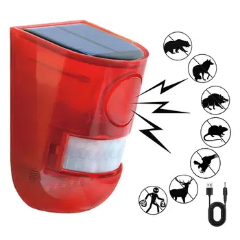 Solar Strobe Light Alarm Motion Sensor Outdoor Sound Alarm Siren 129db Security Alarm Light IP65 Waterproof 1