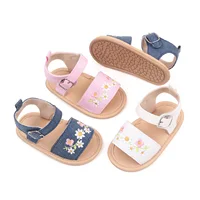 Toddler Baby Girls Summer Sandals First Walker Infant Casual Embroidery Floral Anti-slip Rubber Soft Sole Shoes for Outdoor 2