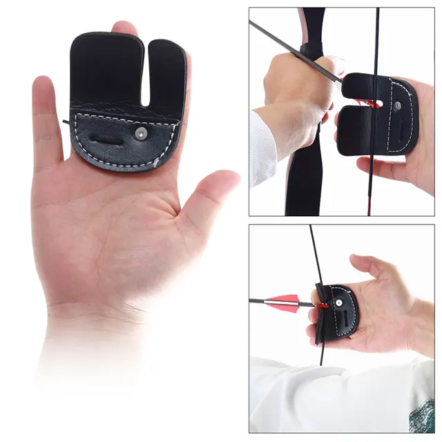 1PC Double Leather Archery Finger Pieces Finger Protection Recurve Bow Shooting Practice Equipment Hunting Sports Equipment 3