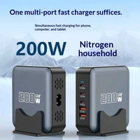 Gan Charger 200w Gallium Nitride High Power Multi Port Pd 100w Output Fast Charging Station Compatible For Mobile Phone Laptop 2