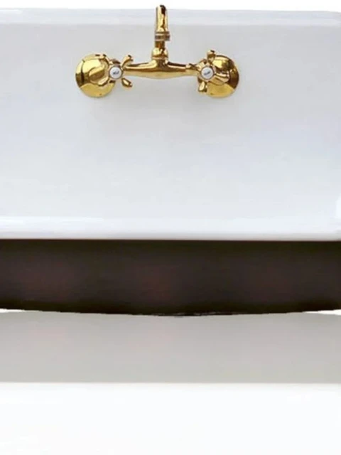 อ่างล้างหน้าแบบแขวนผนัง เหล็กหล่อเคลือบ สำหรับล้างจาน ล้างมือ ล้างหน้า สไตล์เรโทร แบบฝังผนัง แบบคู่ 5