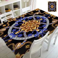 Chaîne de clés grecque noire et or, style baroque, pour fête d'anniversaire, décoration intérieure, nappe de table de luxe dorée à motif damassé, rectangulaire et carrée 4
