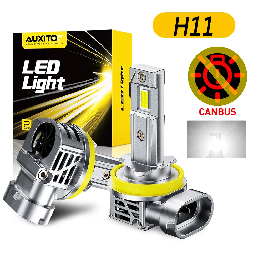 2Pcs AUXITO H11 LED Headlights Turbo Canbus White 70W High Power H8 H9 H11 Headlight Kit For Toyota Ford VW No Error 30000LM 12V