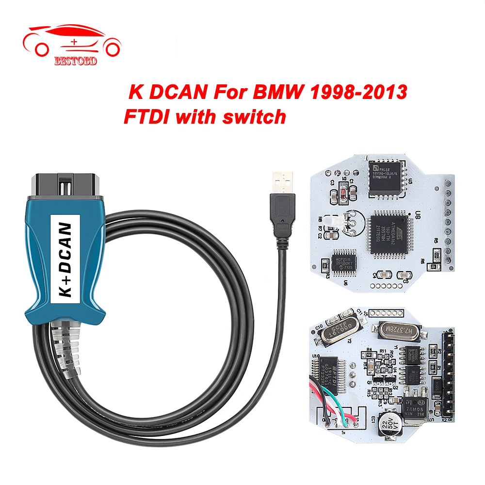 Новинка K + DCAN для BMW FTDI FT232RL с переключателем CAN OBD 2 OBD2 Автомобильные