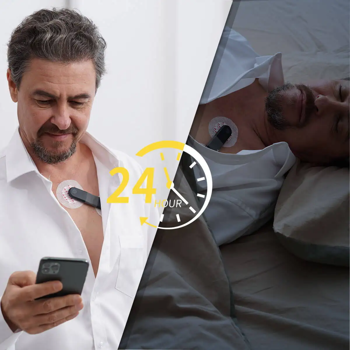 New AI Analysis ECG 24 Hours Monitoring Wearable ECG Bluetooth Heart Rate Monitoring Single Lead Usage Time 72 Hours