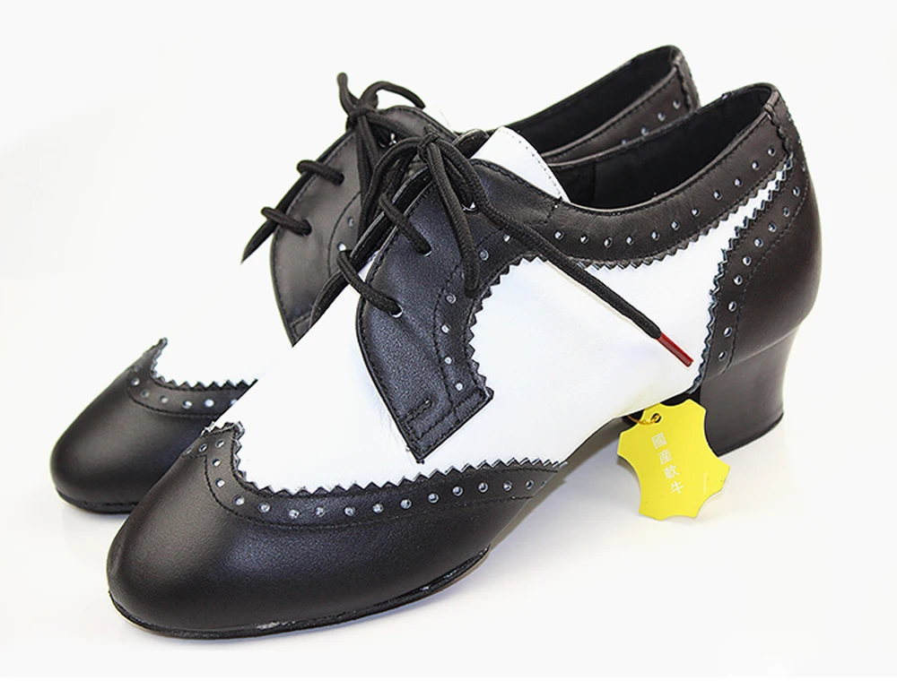 BD TANZ SCHUHE Latin Schuhe Ballsaal MÄNNER Schuh Moderne Rindsleder Sohle Nicht-slip BDDANCE441 Authent Schwarz Weiß Importiert Patent leder – Detail 15