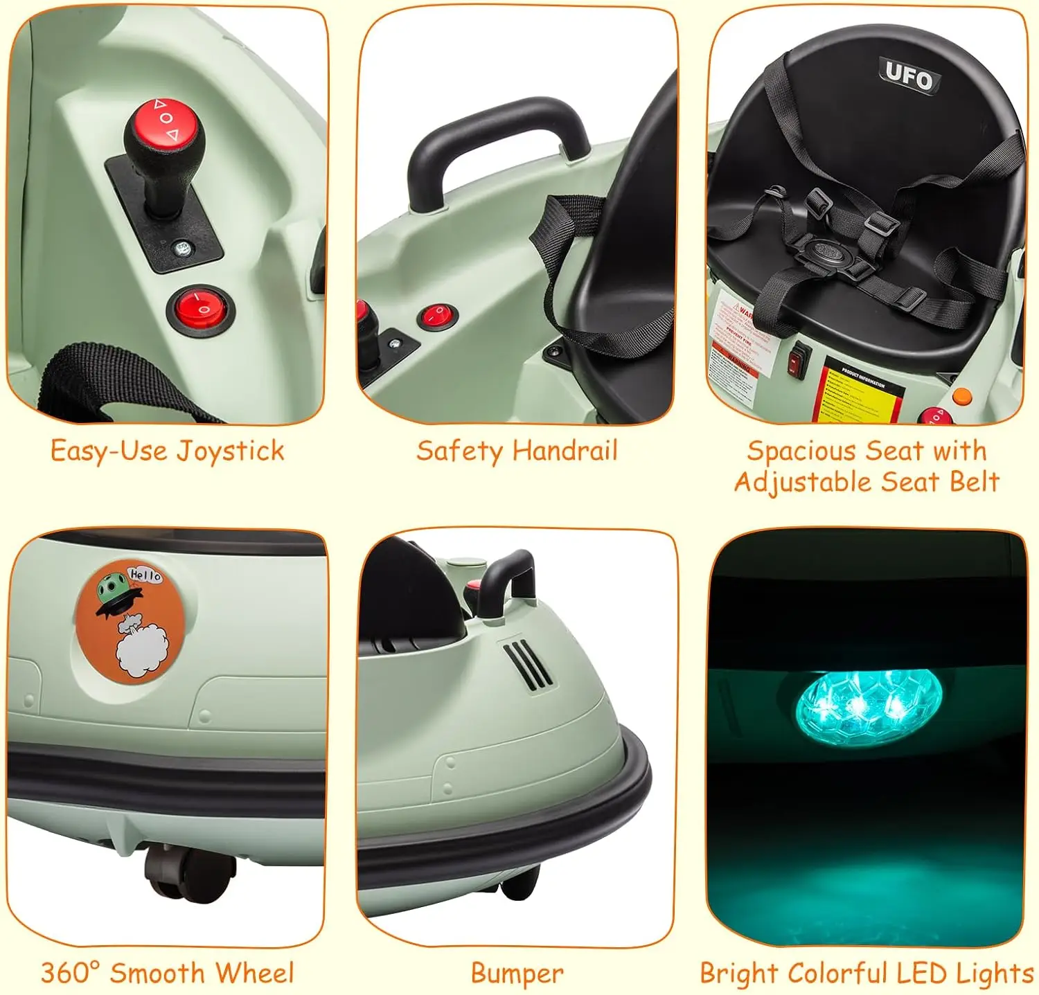Electric Ride on Bumper Car for Toddlers, Kids Bumper Car with Remote Control, 360 Degree Spin, 3 Speed, LED Lights, Dual Jo