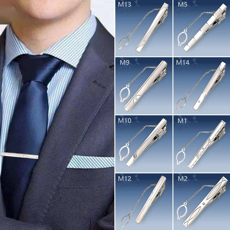 Tie Clips Metal Crystal Pins For Men Wedding Necktie Tie Clasp Clip Gentleman Ties Bar