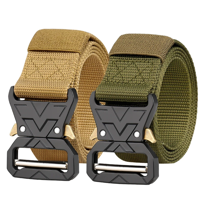 New Men's Nylon Tactical Belt Alloy Buckle Quick Release Military Airsoft Training Belt Male Outdoor Hiking Hunting Sports Belt