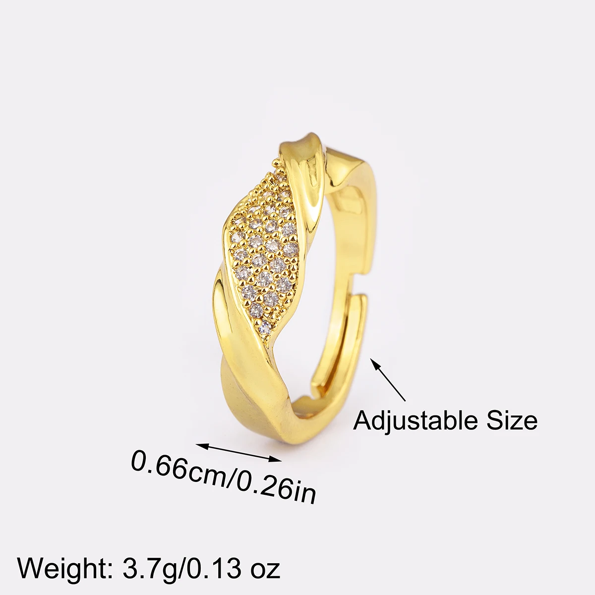 Nidin High Quality Copper Micro Inlaid Zircon Irregular Geometric Rings Adjustable For Female Male Wedding Party Finger Jewelry