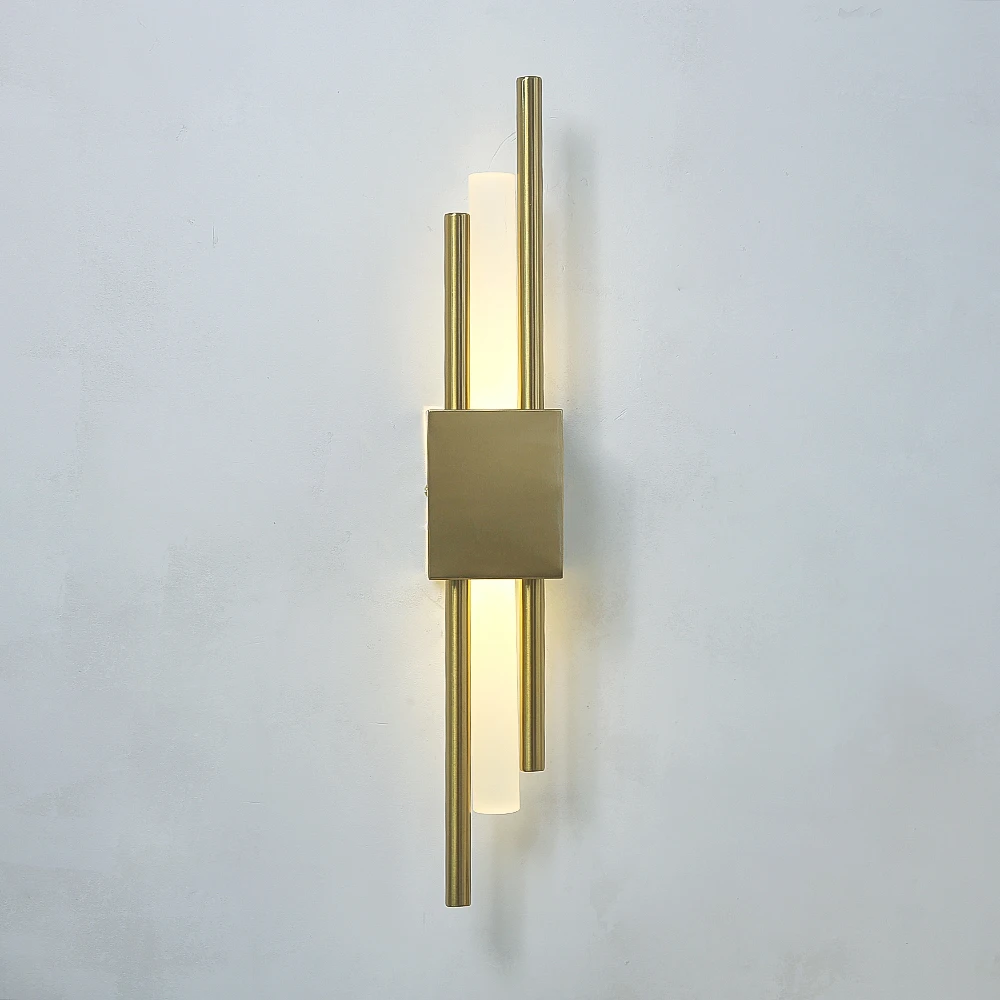 현대 led 벽 조명 벽 램프 검정과 청동 황동 골드 금속 아크릴 파이프 LED 벽 램프 거실 벽 Sconce