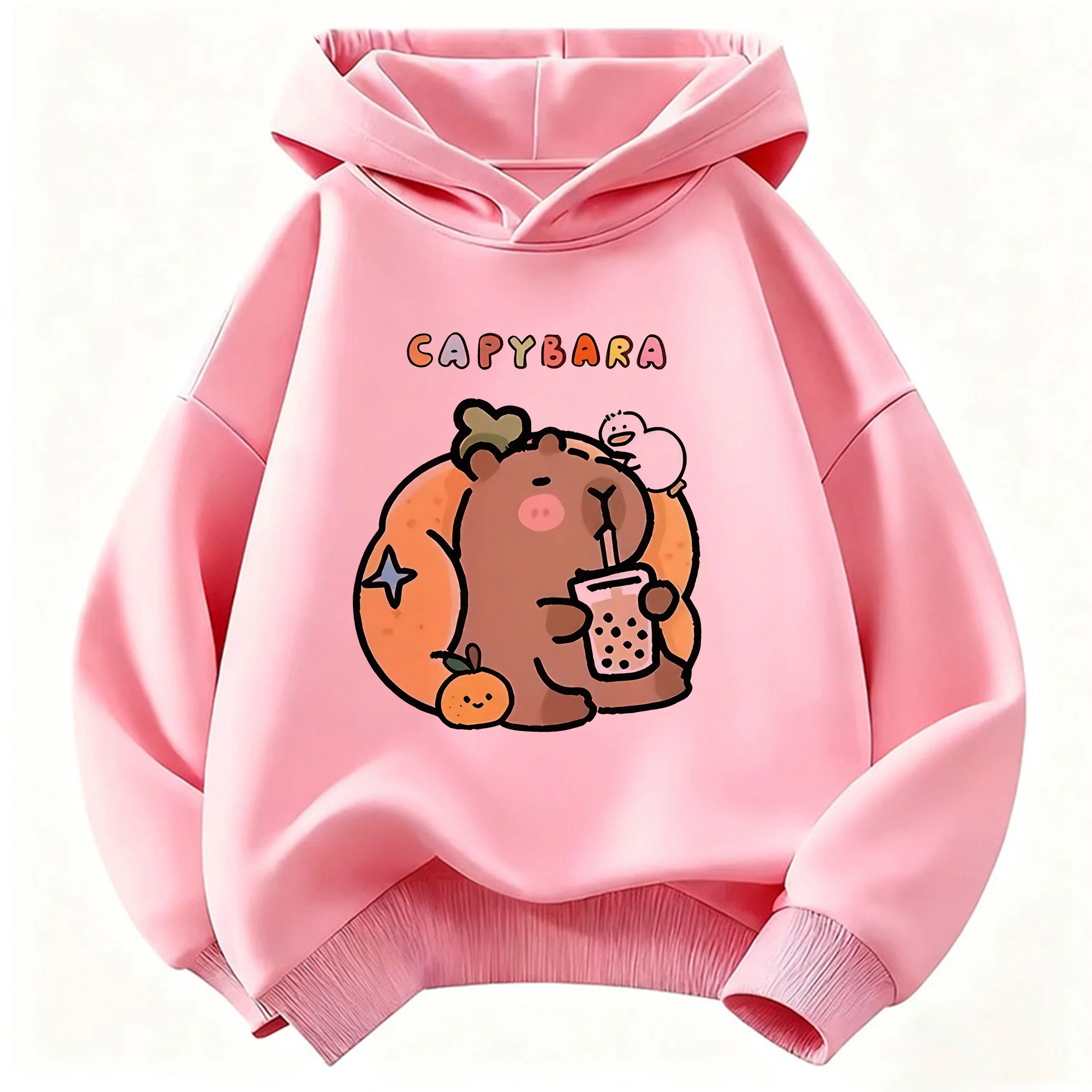 Capybara Juice Lover Children's Cute Harajuku Hoodie - Spring Casual Sweatshirt