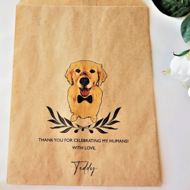 

Фото на заказ, пакеты для свадебных подарков, устойчивые к смазке, пакеты для домашних животных на свадьбу, конфеты, собачьи сумки, спасибо за празднование моих людей