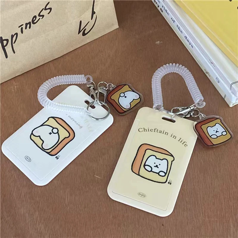 

Kawaii bread Dog Card Holder Students Slider photocard holder Bus Card Case ID Credit Bank Hand Rope Idol Photo Card keychain