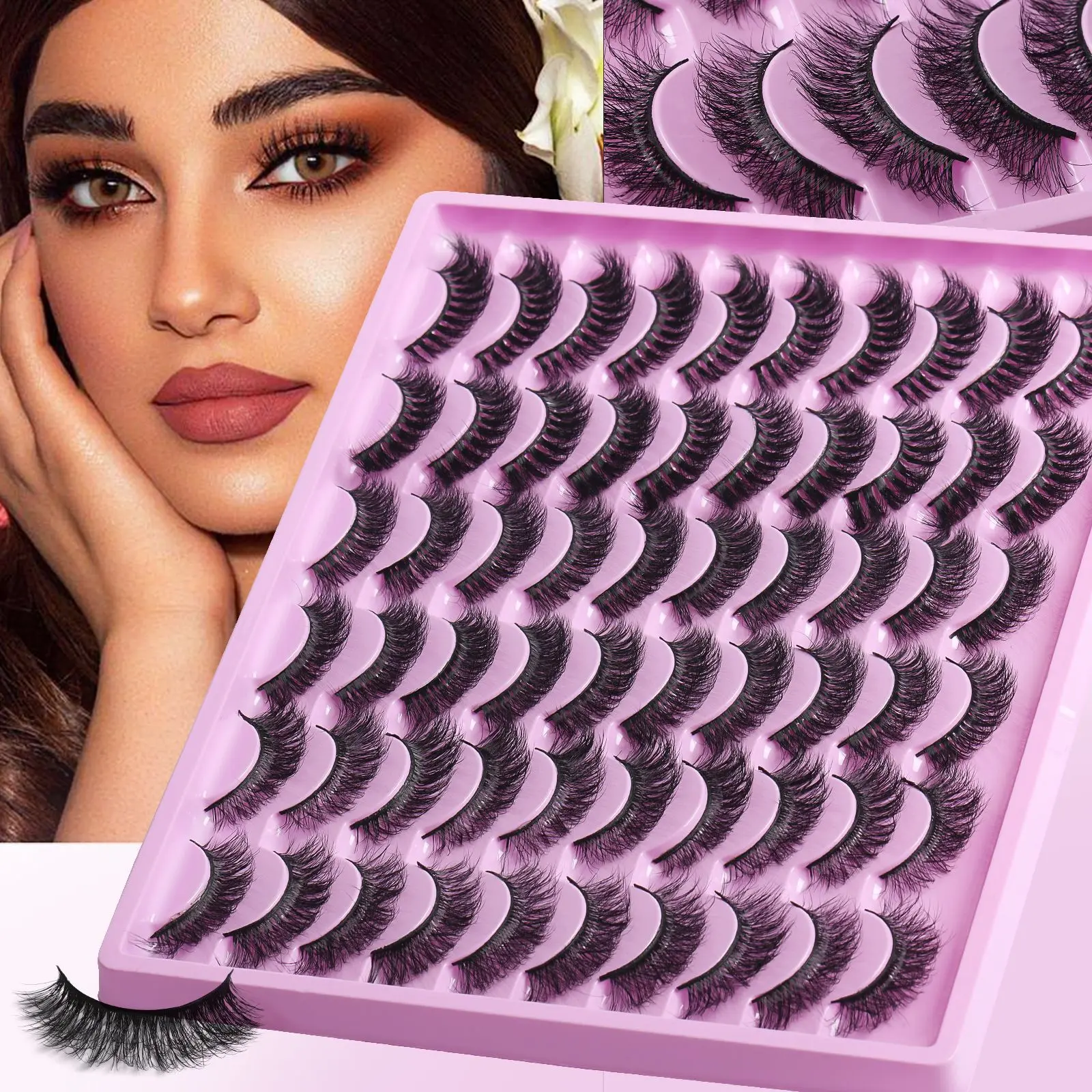 

30 Pairs Cat Eye Faux Mink Lashes 6 Styles Mixed Reusable Natural Fluffy Curled Dramatic False Eyelashes Extension Makeup Tool