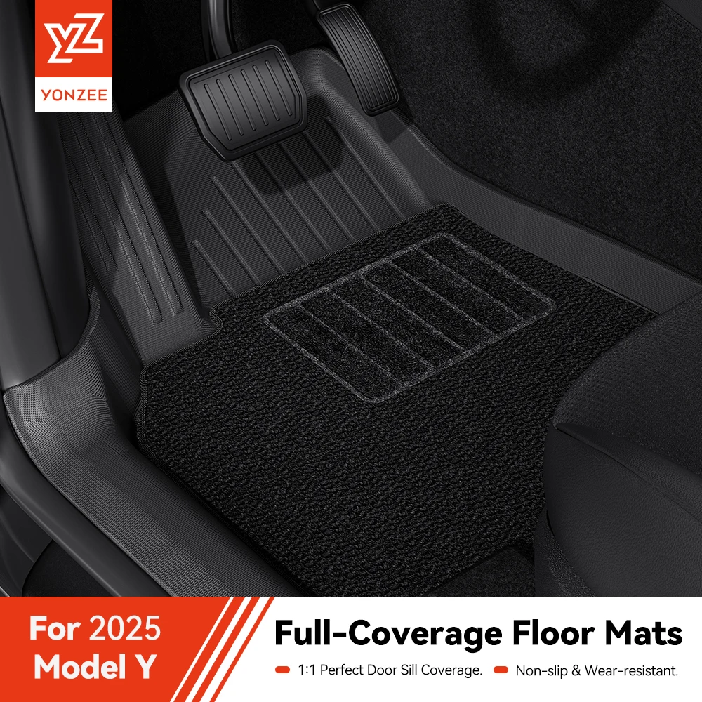 YZ pour Tesla modèle Y Juniper 2025 TPE tapis de sol avec protecteur de seuil de porte tapis de protection coussin d'injection coussin de dossier de siège