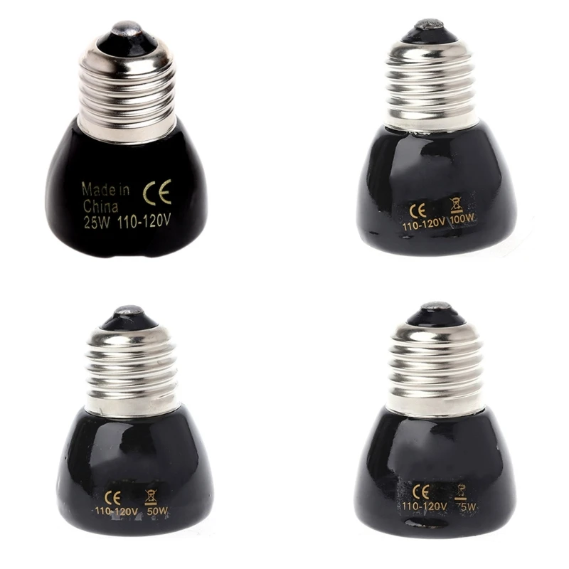 Ceramic Heat Emitter Reptile Heat Lamp Bulb No Light Emitting Brooder Coop Heater for Amphibians Pets & Incubating