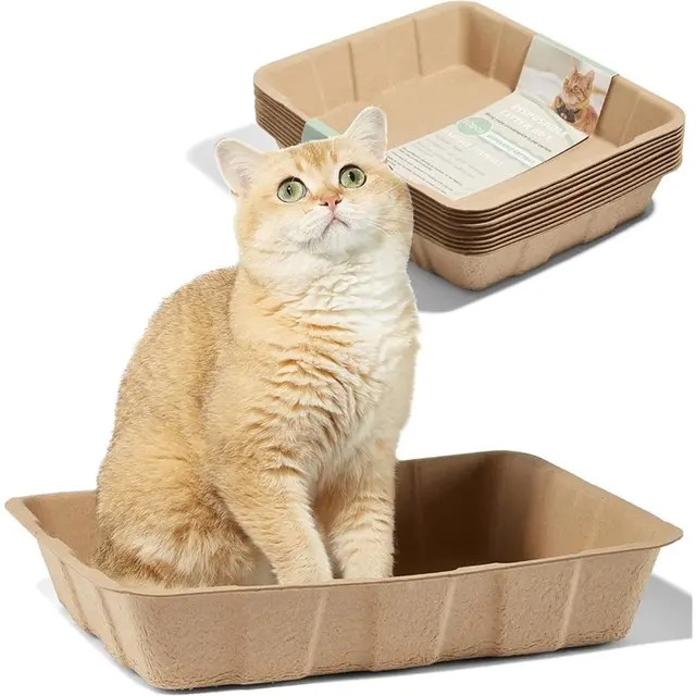 Biodegradable For Cats And Small Animals 5Pack Leakproof Cardboard Tray Cat Litter Boxes Disposable 3