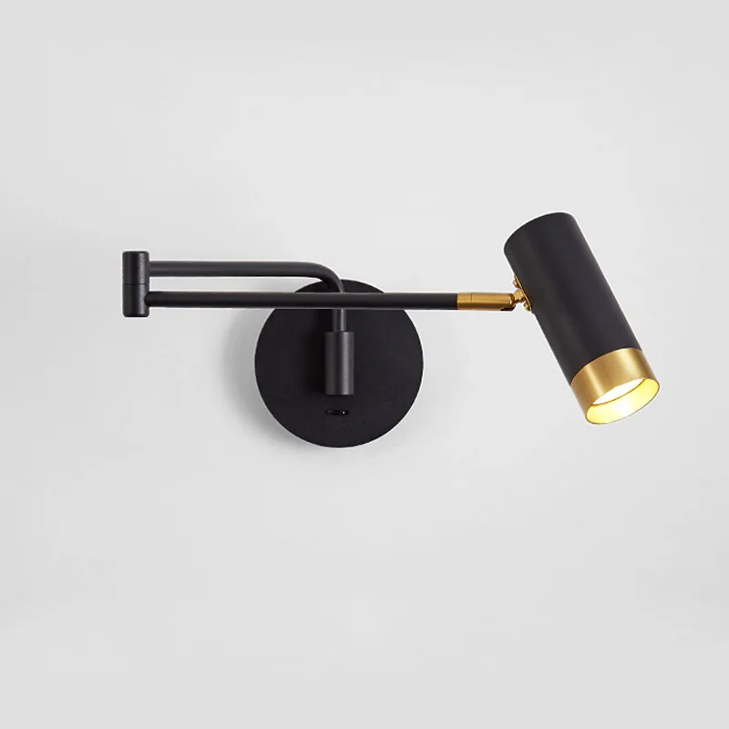 Modern Adjustable Swing Long Arm LED Wall Light Folding Telescopic Wall Lamp with Switch Sconces Home Decor Bedside Light