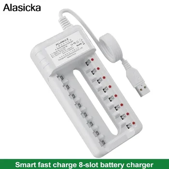 Caricabatteria intelligente 4 6 8 slot cavo ue per batterie ricaricabili AA/AAA Ni-Cd per fotocamera microfono telecomandata