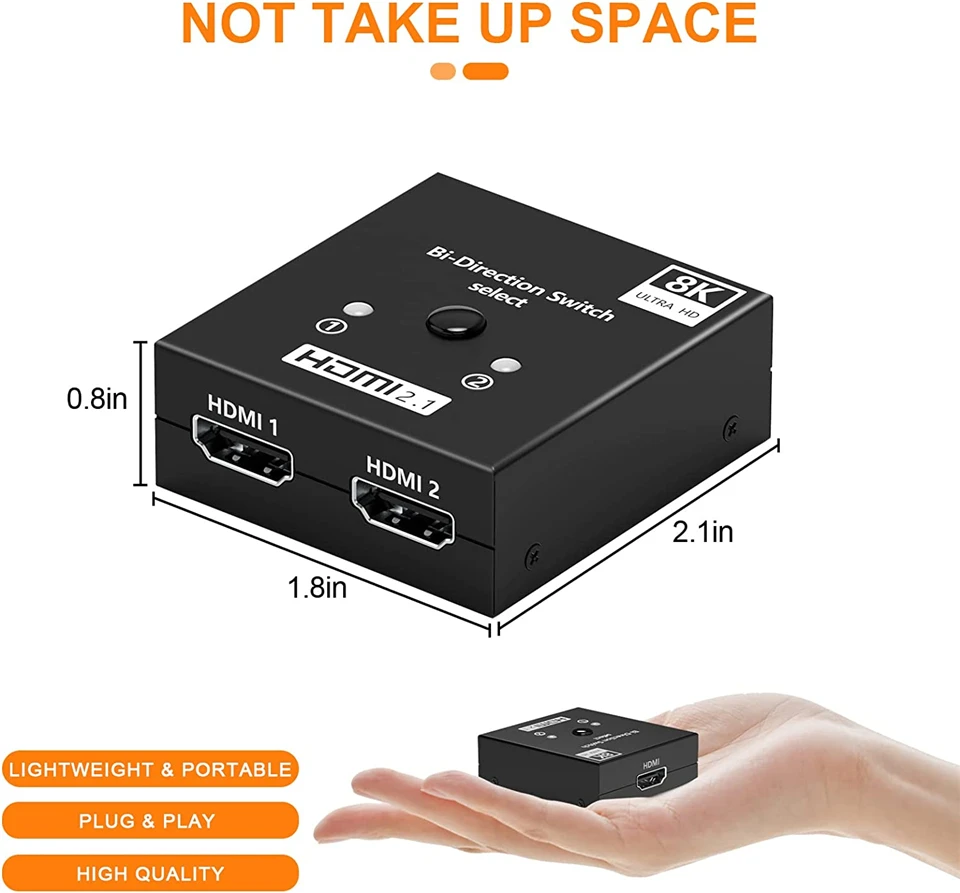 4K 120Hz HD Switch HDMI-compatible Adapter 8K HD Bi-Direction Switcher 1x2/2x1 S