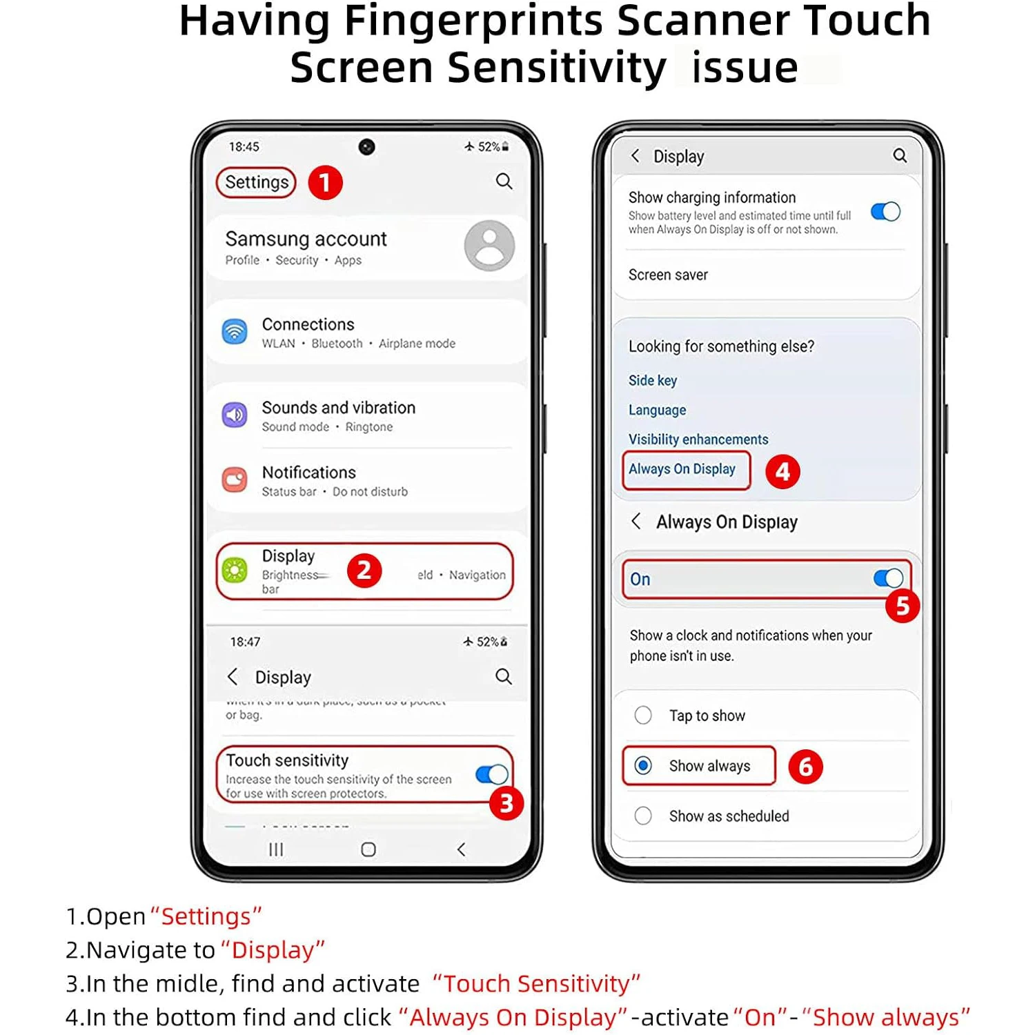 Premium Tempered Glass Fingerprint Unlock Screen Protector Film - 1/4 Pack