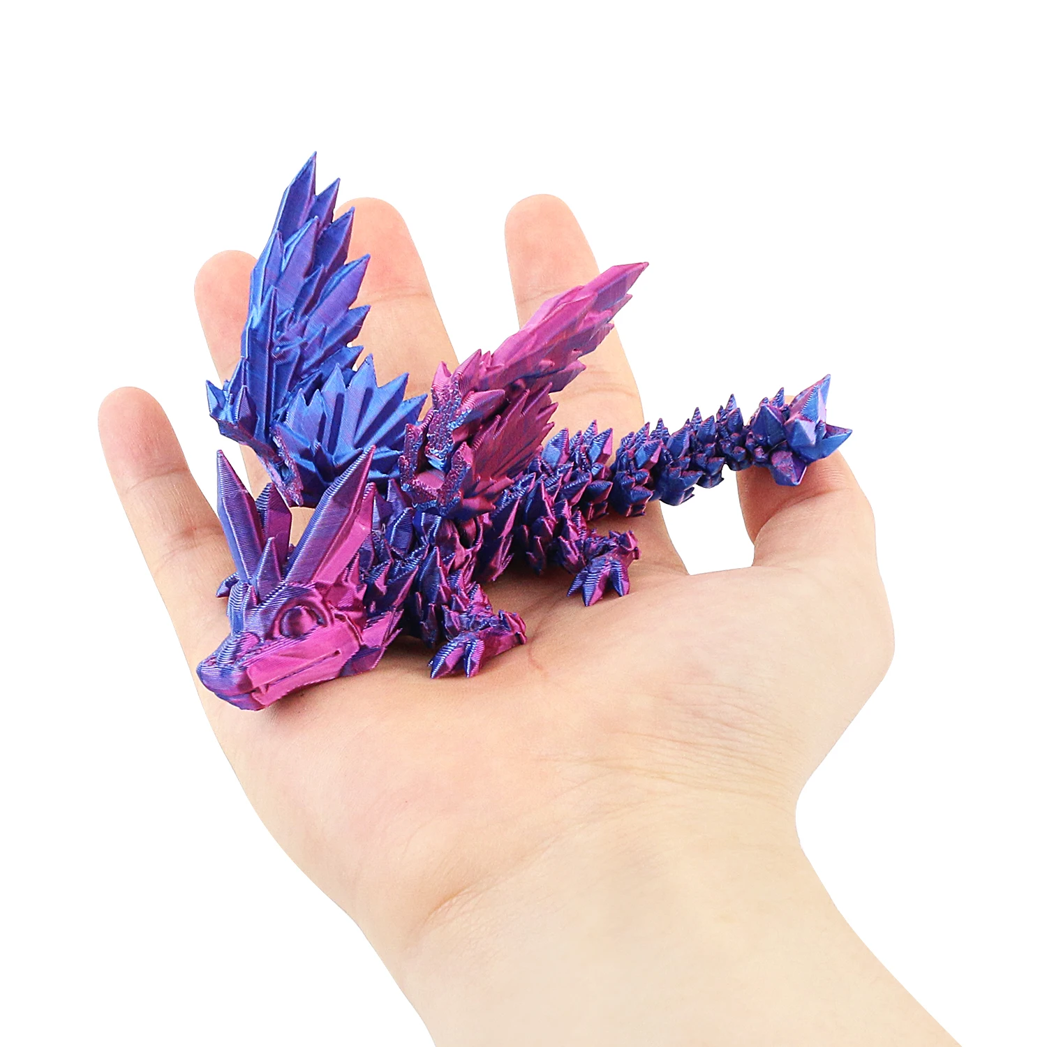 3D printed crystal flying dragon movable joint pterosaur ornament with wings, handmade children's toy 6