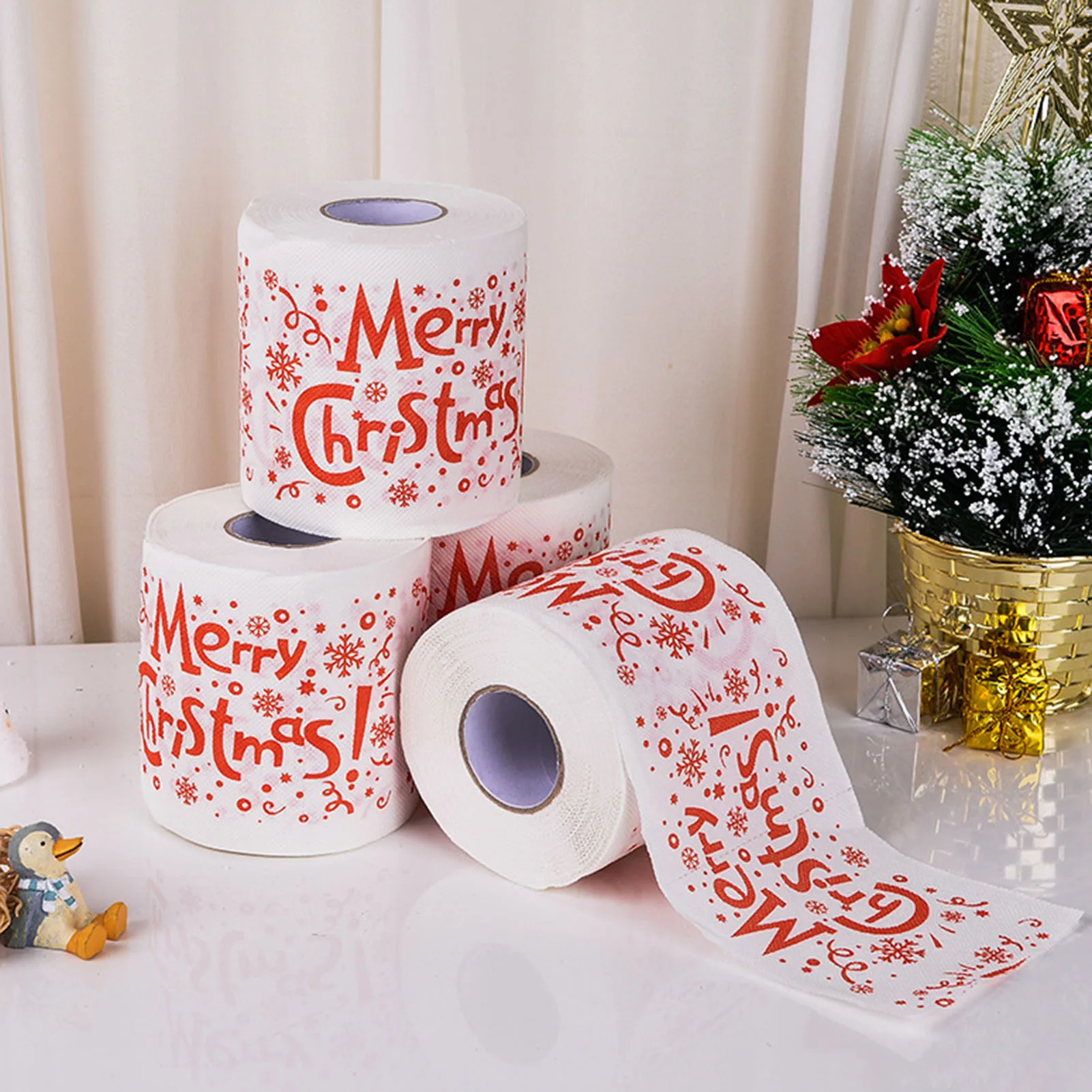 Toilet Paper Christmas Pattern Series Roll Paper Santa Claus Reindeer Hygienic Creative Toilet Papers Rolls Funny Napkins,toilet paper