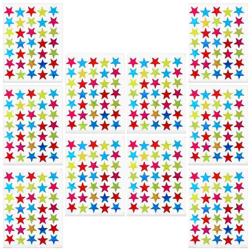 

10 Sheets Pentagram Sticker Stickers for Kids Lovely Reward Cartoon Teacher Decorate Star Coated Paper Kindergarten Mini