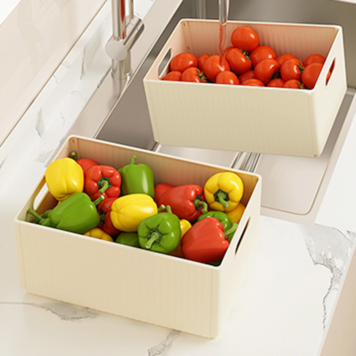 WORTHBUY Multi-functional Foldable Plastic Storage Box Kitchen Storage Organization Seasoning Jar Organizer Box Food Contianer 3