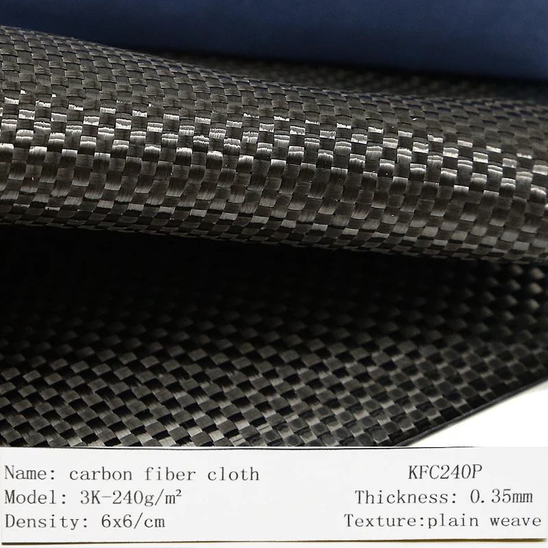 Kafu-Carbon Fiber Kevlar Fabric Black Plain Fabric DIY Decorative Auto Parts Sports Equipment KFC240P 3K-240g