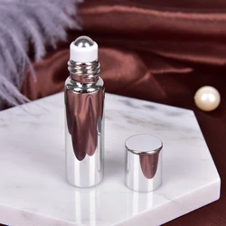Luxurious Gold Glass Roller Bottle with Metal Ball Applicator - 5ml Capacity - 5ml (Silver)