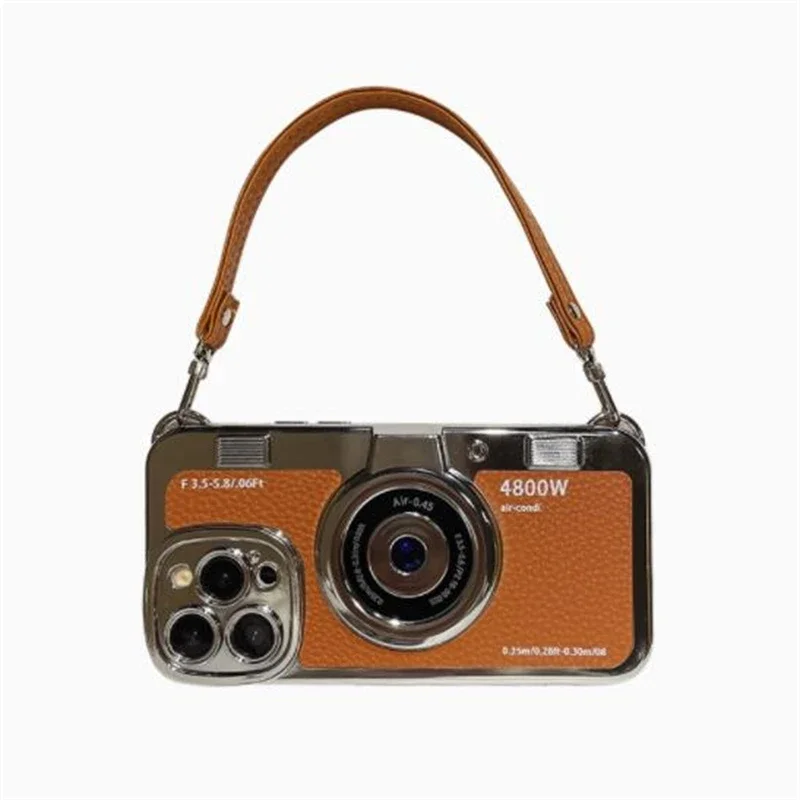Vintage-Inspired TPU Soft Phone Case with Crossbody Strap Cover