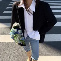 Femmes décontracté lâche Blazers mode polyvalent haute rue à manches longues petit costume veste femme printemps automne conception Blazer manteau 2