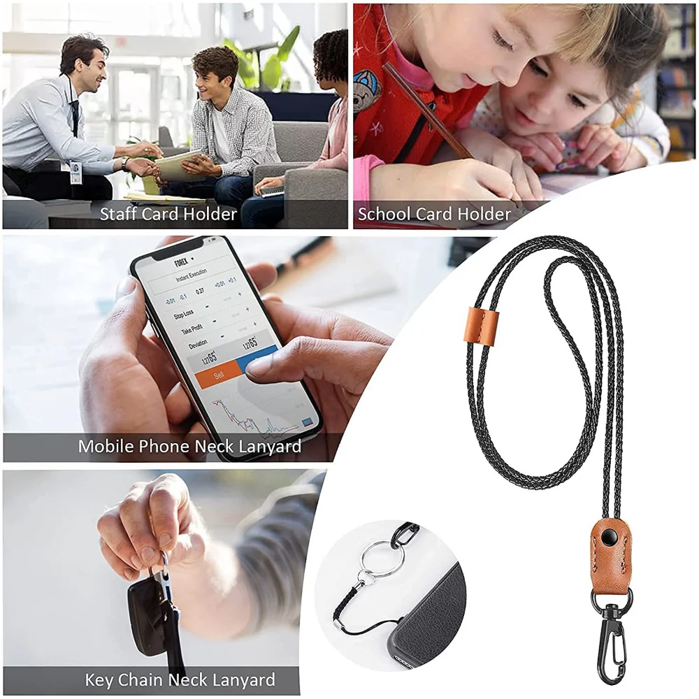 Hand-woven Badge Holder Lanyard Adjustable PU Leather ID Tag Working Permit Pass Work Employee's Card Neck Strap wallet card holder card holder credit card holder id card holder business card holder