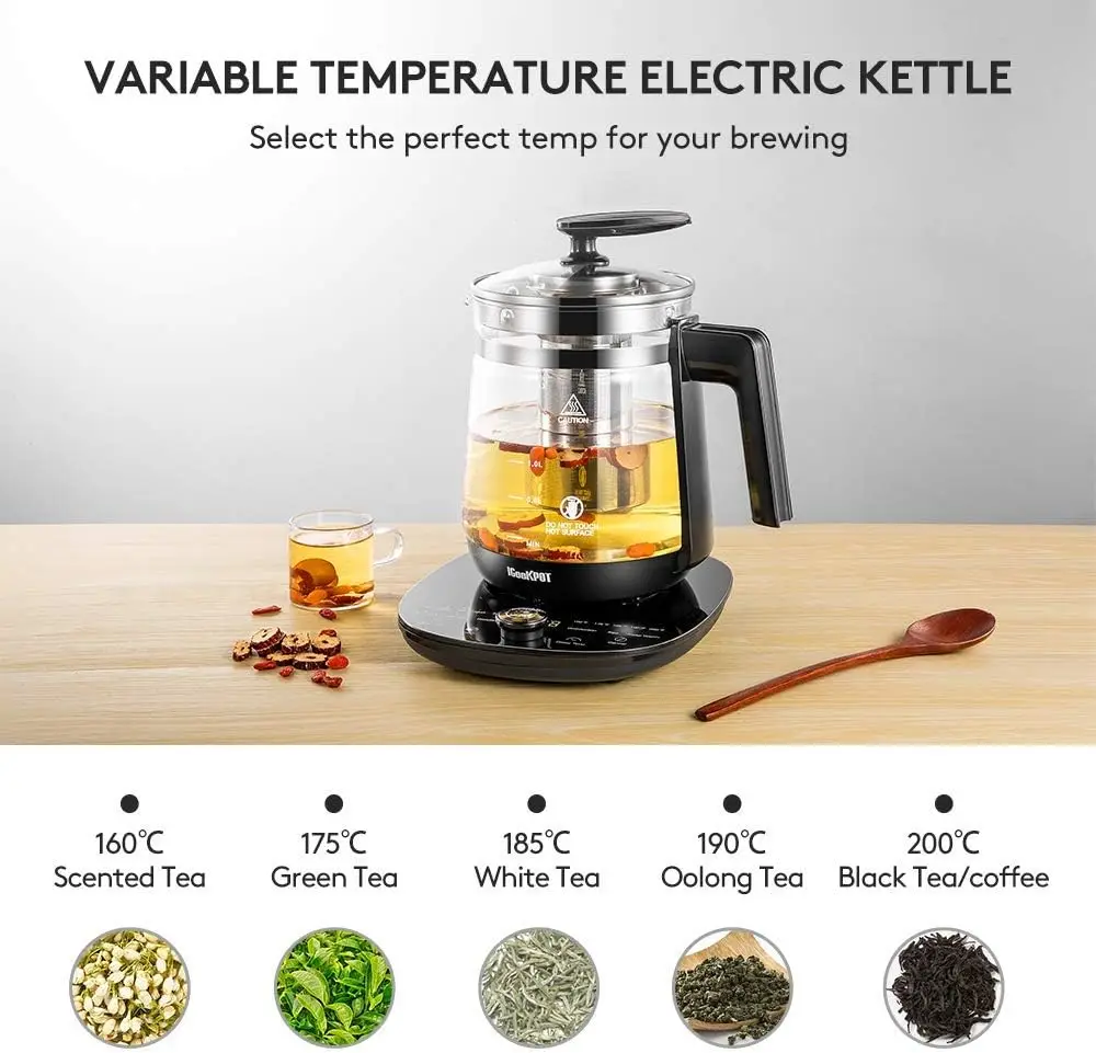 Kettle Temperature Control Glass Tea Kettle Programmable Control Tea Pot, 2 Liter Stainless Steel Maker & Coffee Ke